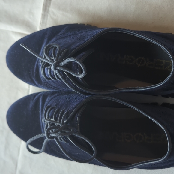 Cole Haan ZeroGrand Wingtip Oxford Shoes Blue Velvet 7.5B - Picture 3 of 7